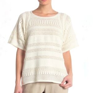 Dnky Top Cream Pointelle Knit Top Large